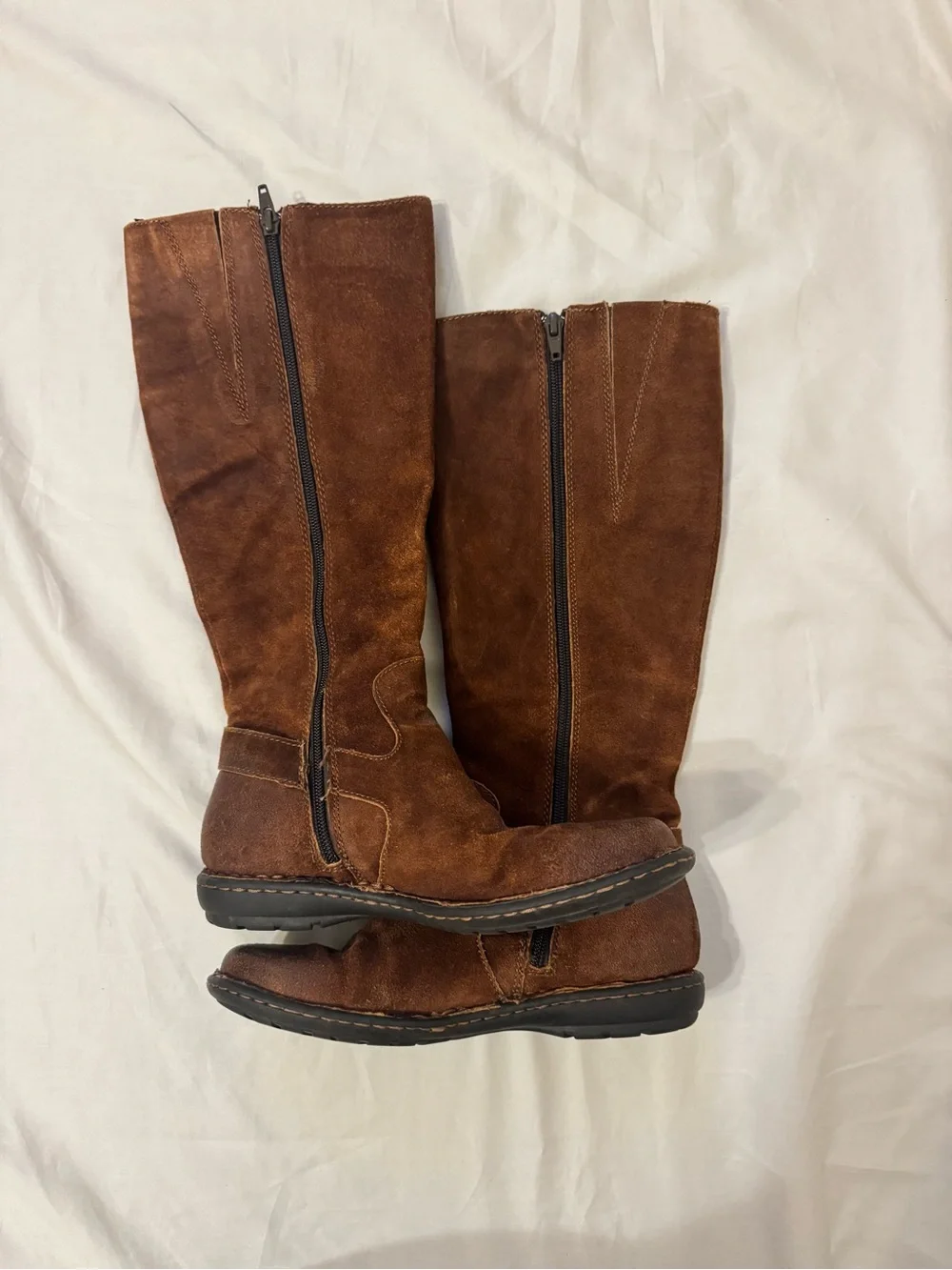 Born Women's Brown Suede Over-the-Knee Buckle Boots